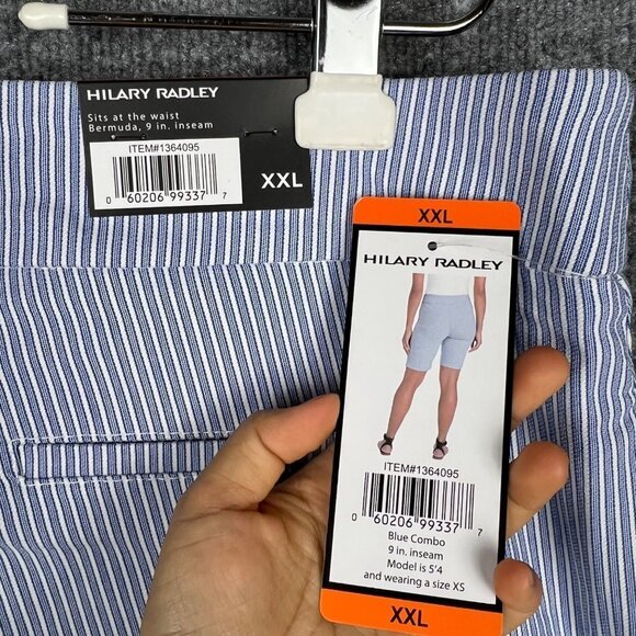 NEW Hilary Radley Light Blue Stripe Pull On Bermuda Shorts Size‎ XXL - Picture 5 of 9